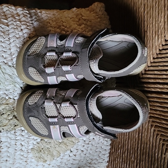 Teva sandals, brown, tan, gray, pink, size 3. - Picture 9 of 14